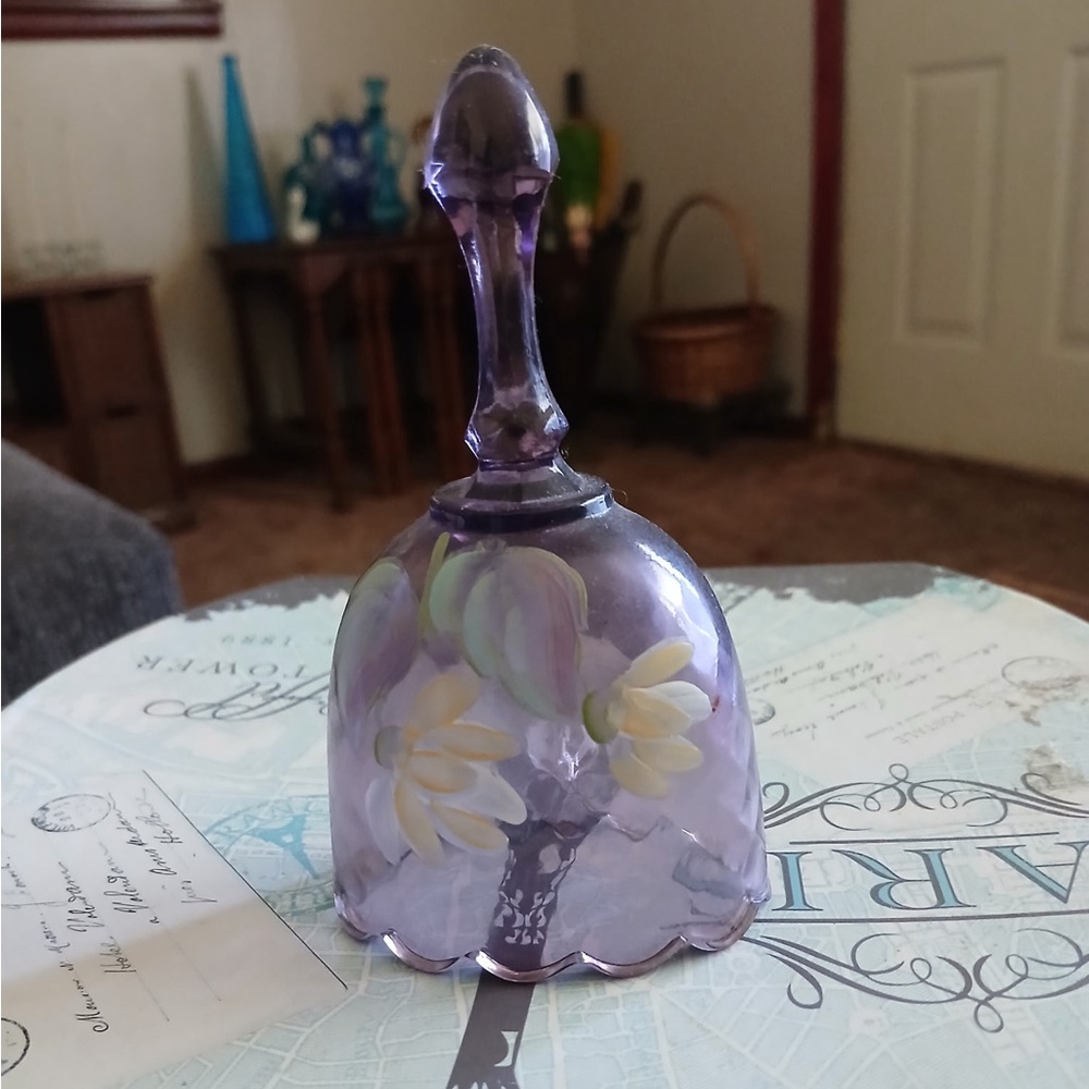 Fenton Purple Painted Art Glass Bell